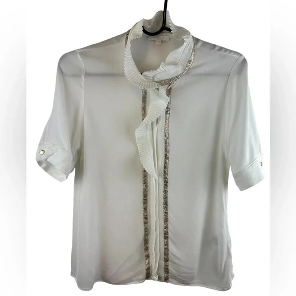 CHLOÉ KIDS RUFFLE-COLLAR BLOUSE WHITE Sz 14 - Picture 3 of 16